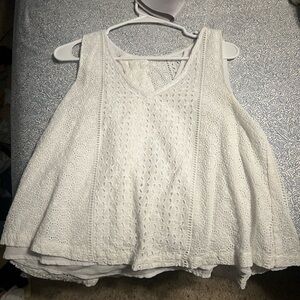 White Eyelet Sleeveless Top